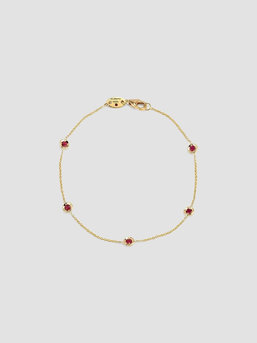 Roberto Coin Women's Diamonds By The Inch 18K Yellow Gold & Emerald Station Necklace - Red Gold