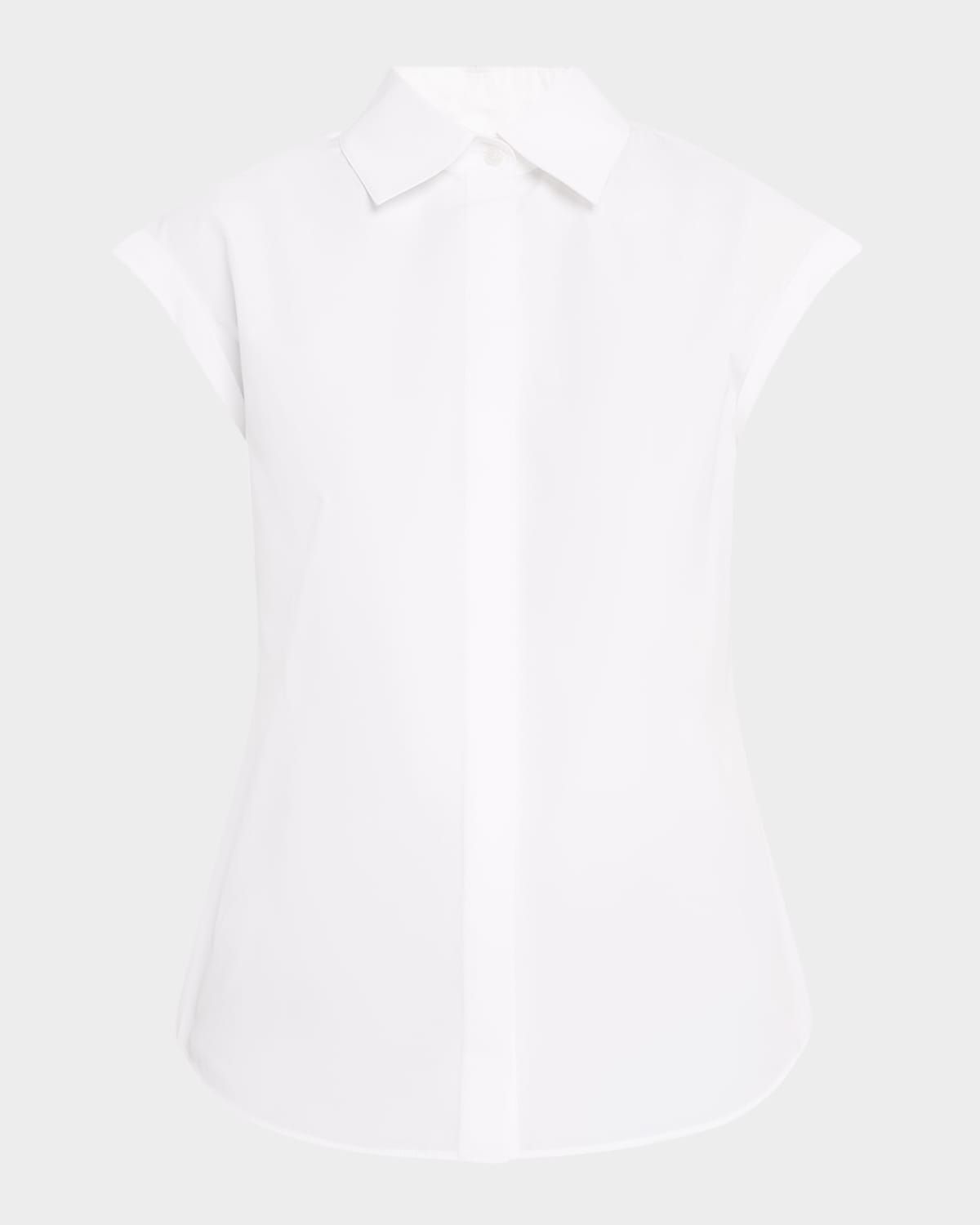 Fitted Cap-Sleeve Cotton Shirt