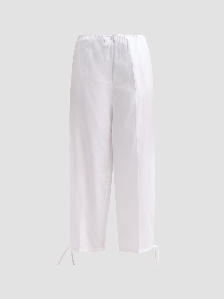 Toteme Women's Drawstring Cotton Trousers - White - Size 12