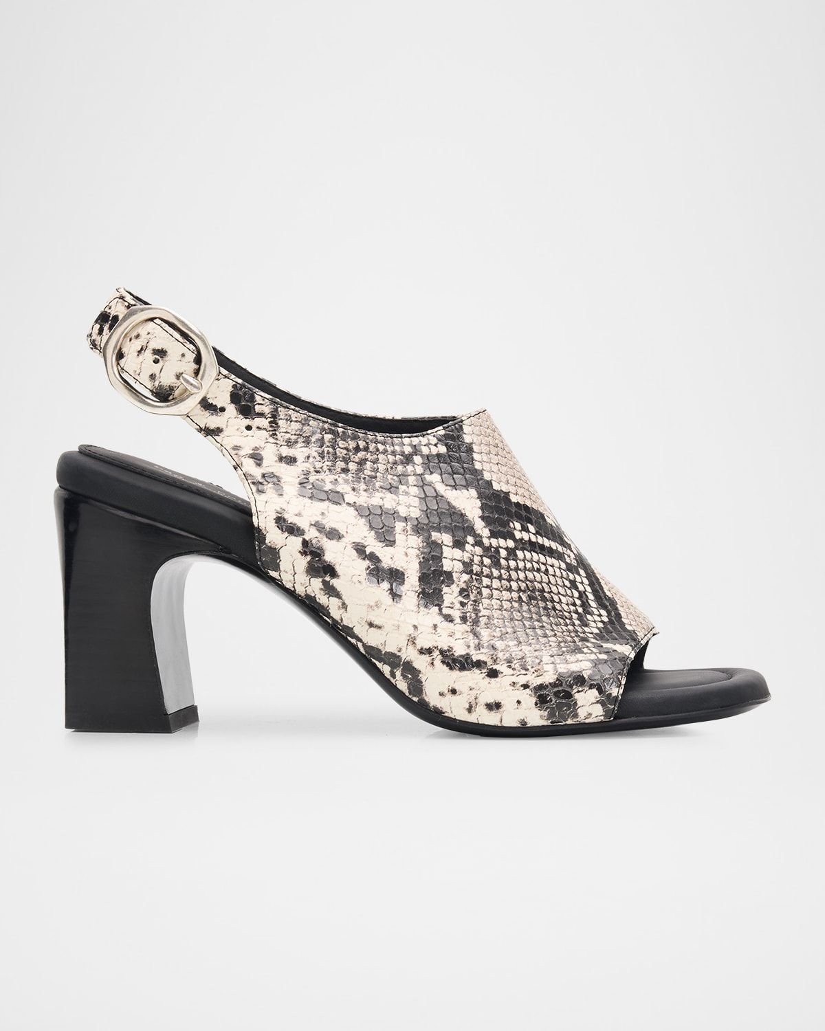 75mm Gigi Snake-Printed Leather Slingback Sandals