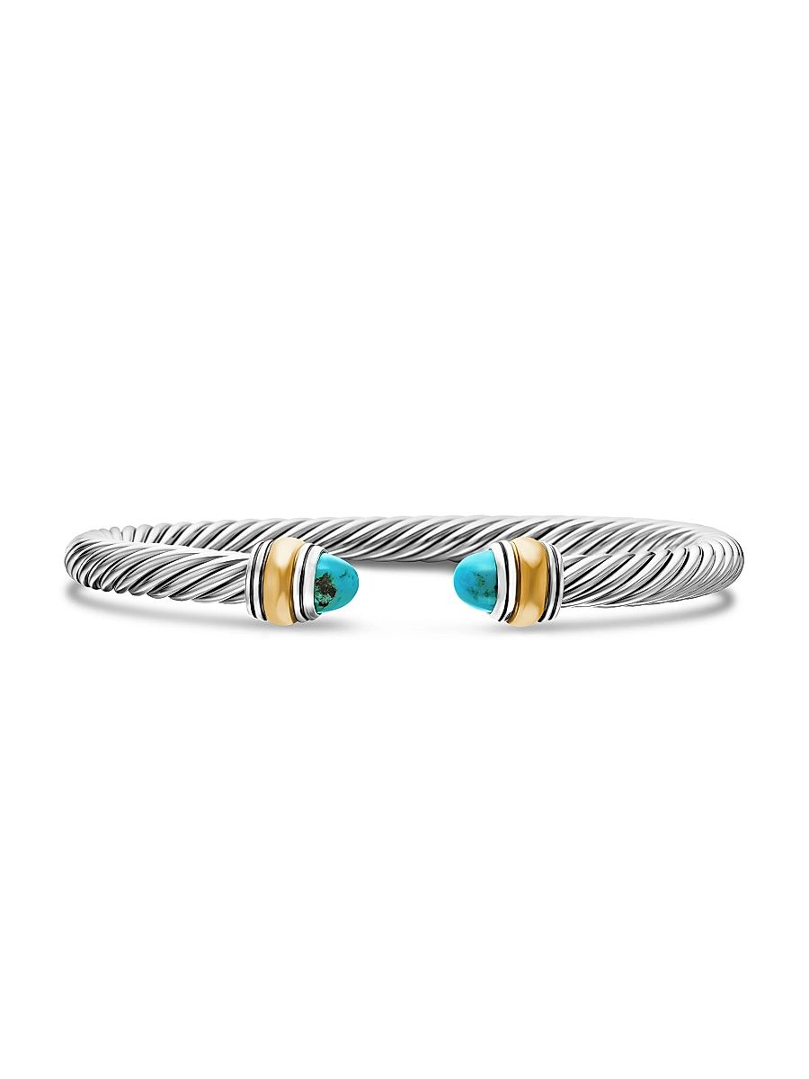 Women's Classic Cable Bracelet in Sterling Silver - Turquoise - Size XS