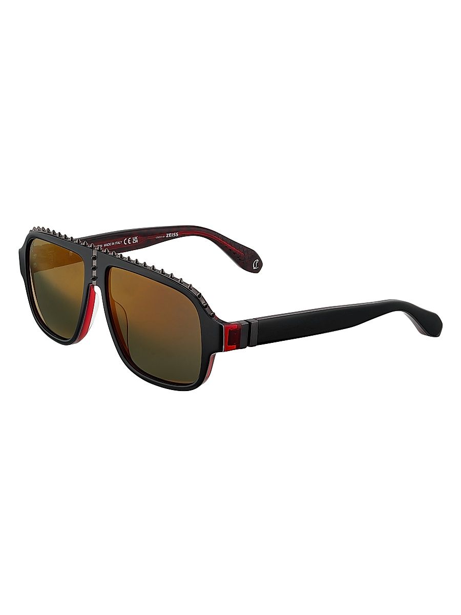 Men's Studded 57MM Sunglasses - Black Red