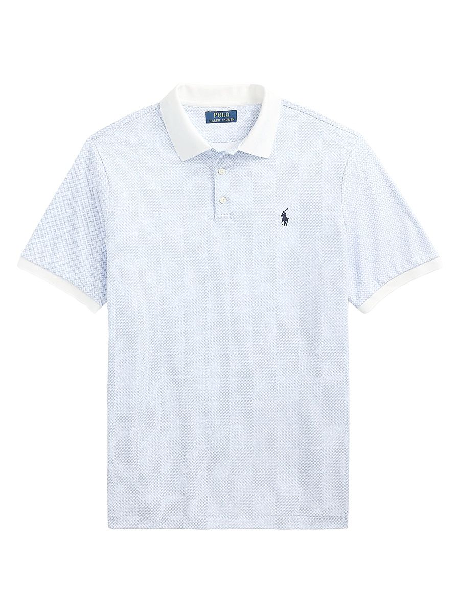 Men's Classic-Fit Print Soft Cotton Polo Shirt - Crescent Toss White - Size XXL