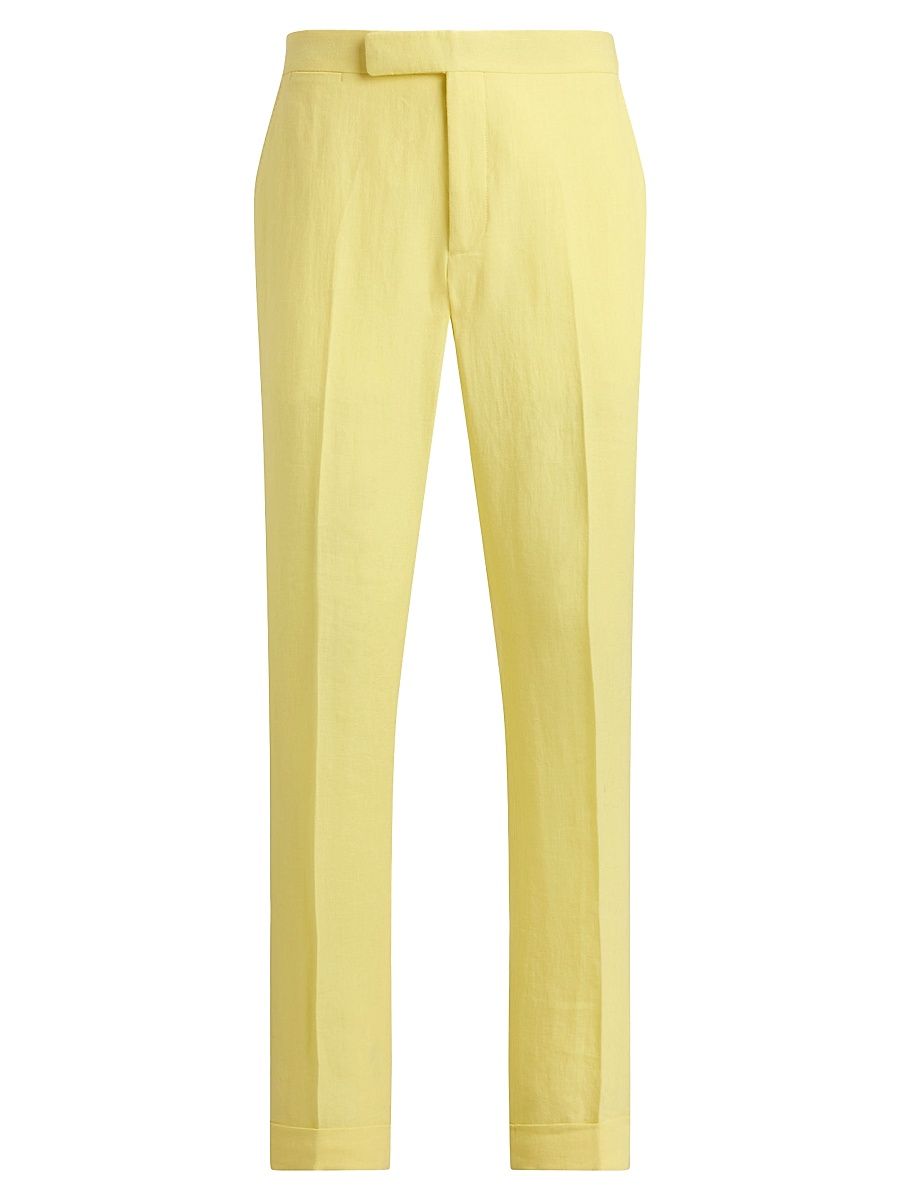 Men's Linen Straight-Leg Trouser - Summer Yellow - Size 30