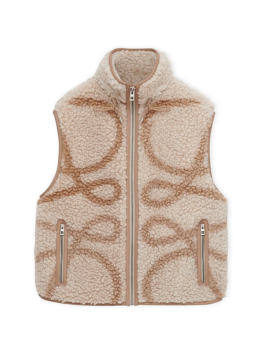 Men's Anagram Sherpa Vest - Beige Khaki Green - Size XL