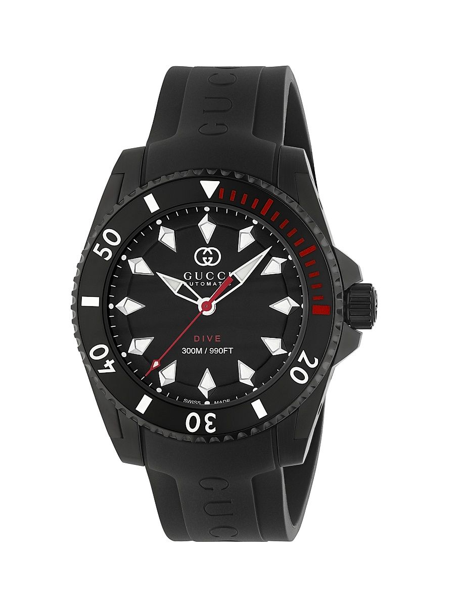 Men's Gucci Dive Stainless Steel & Rubber Watch/40MM - Black