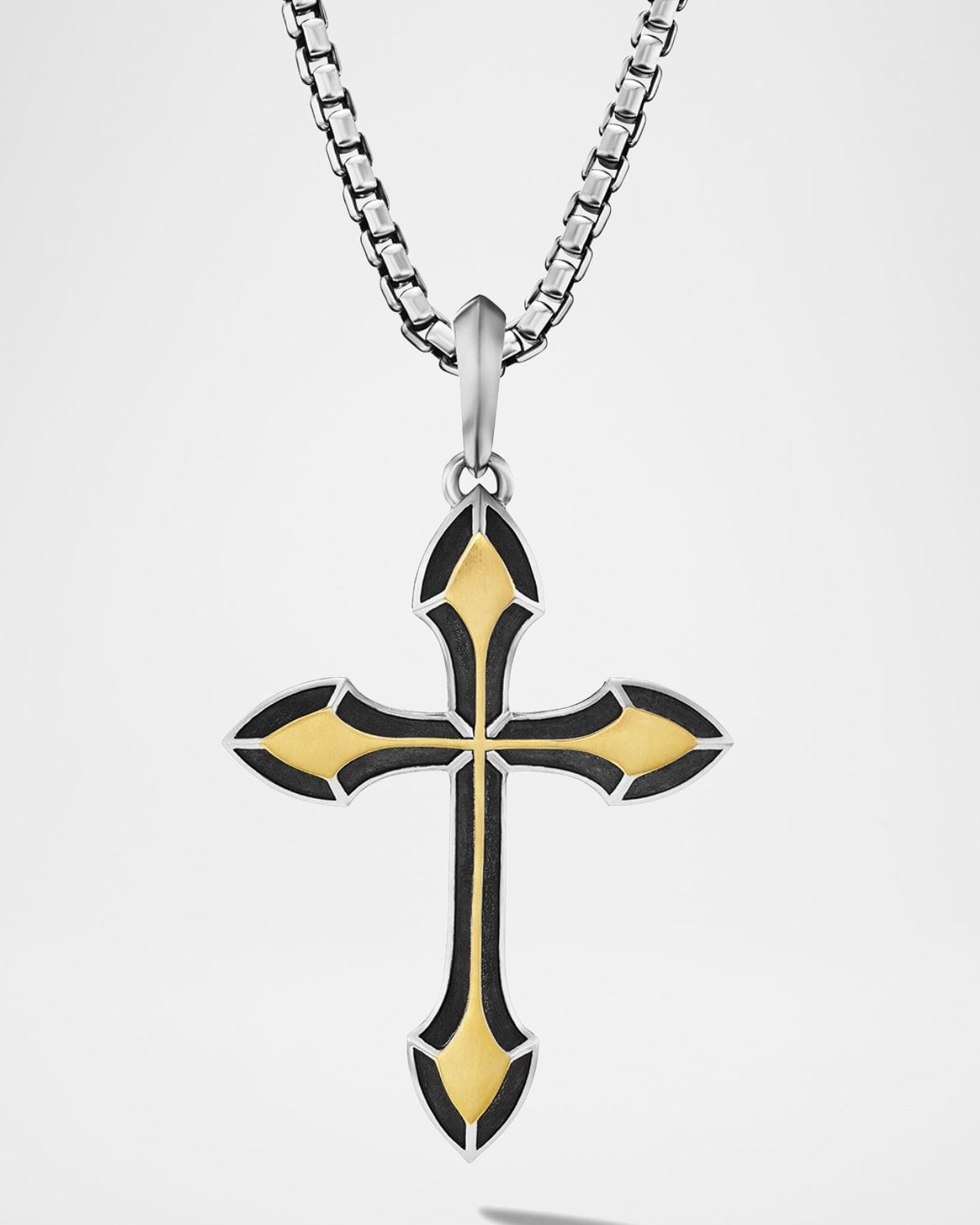 Men & apos;s Gothic Cross Pendant in Silver and 18K Gold, 27.5mm