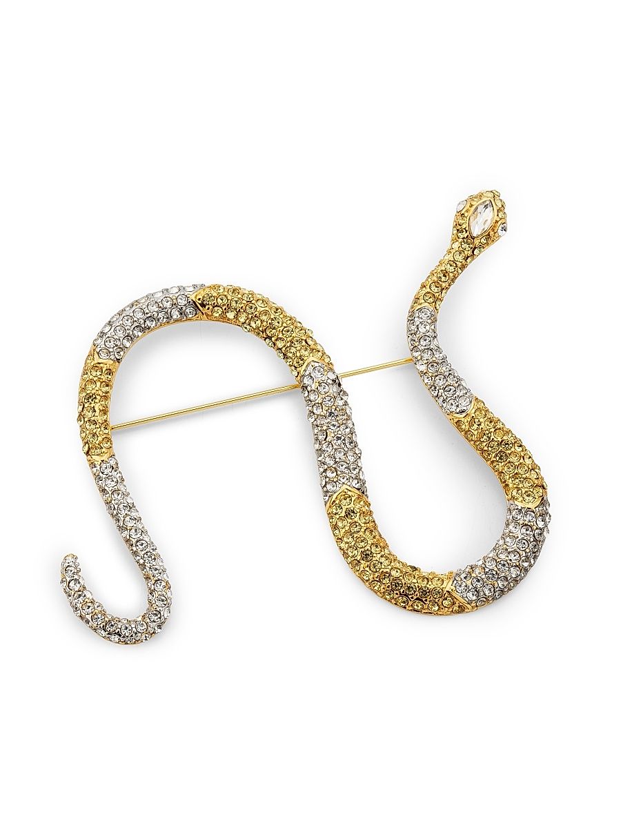 Women's Two-Tone Glass Crystal Snake Brooch - Jonquil
