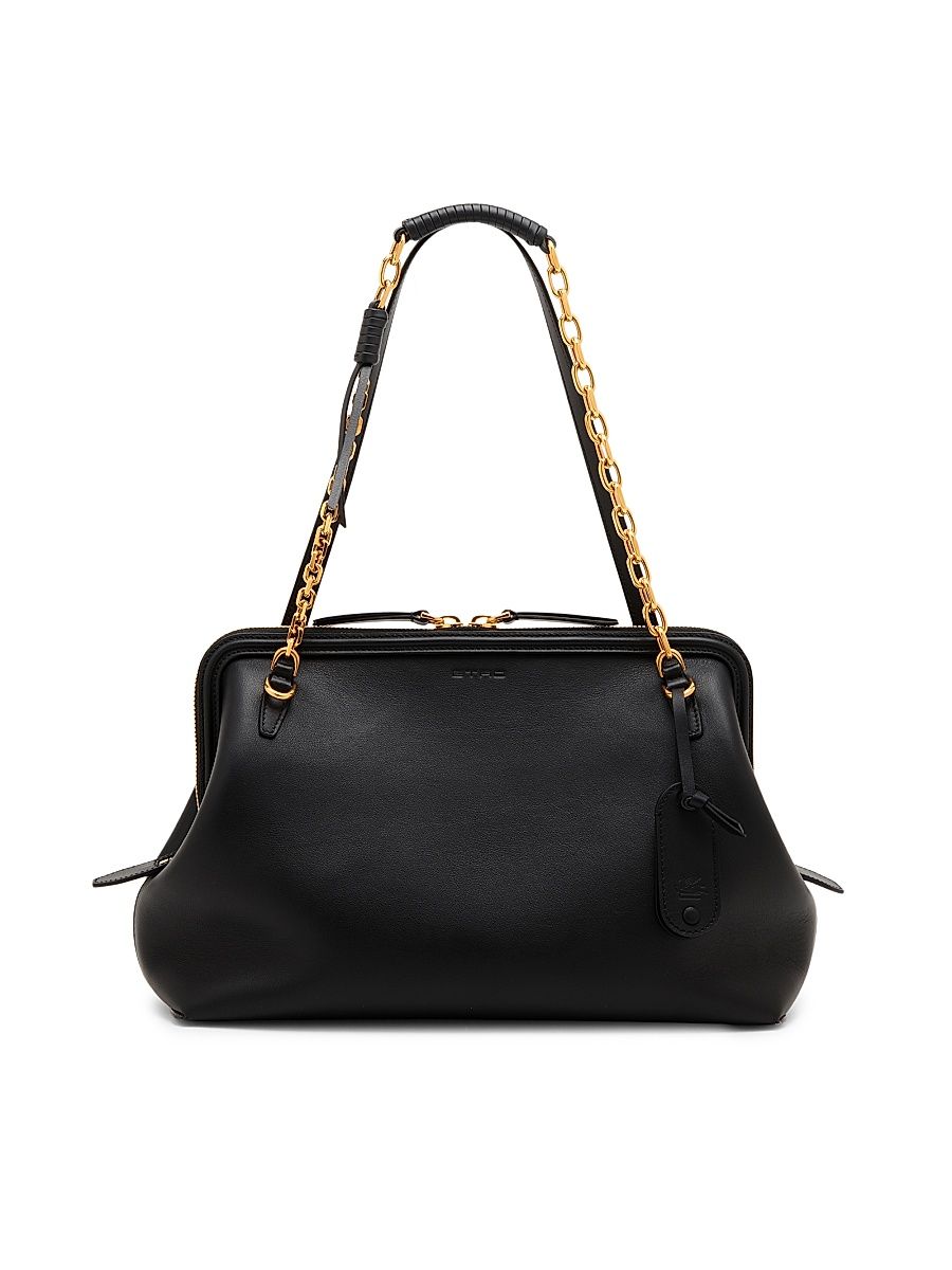 Women's Medium Doc Leather Shoulder Bag - Nero