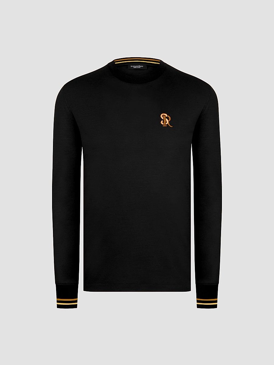 Men's Crewneck Sweater - Black - Size 36