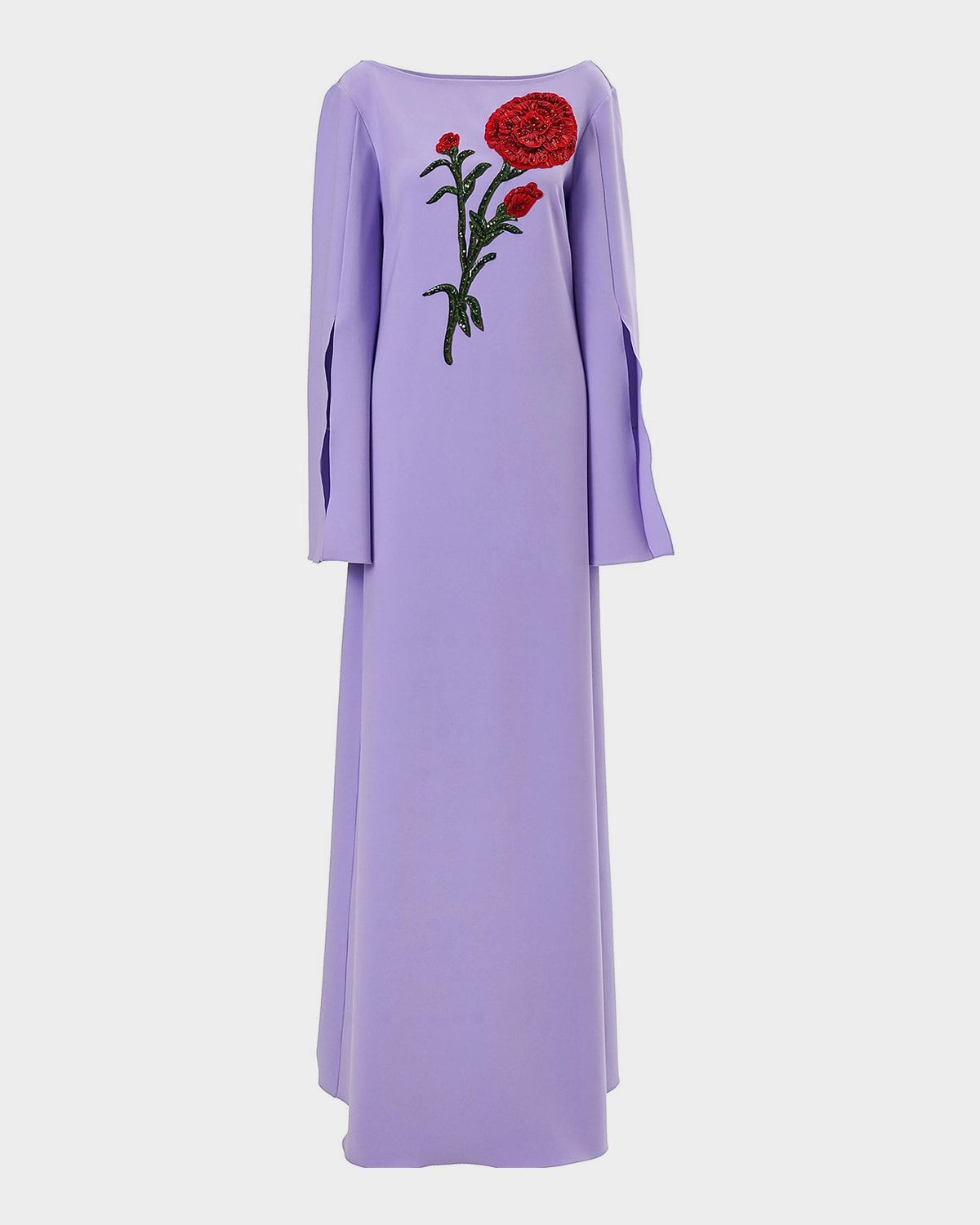 Carnation Embroidered Crepe Caftan Gown