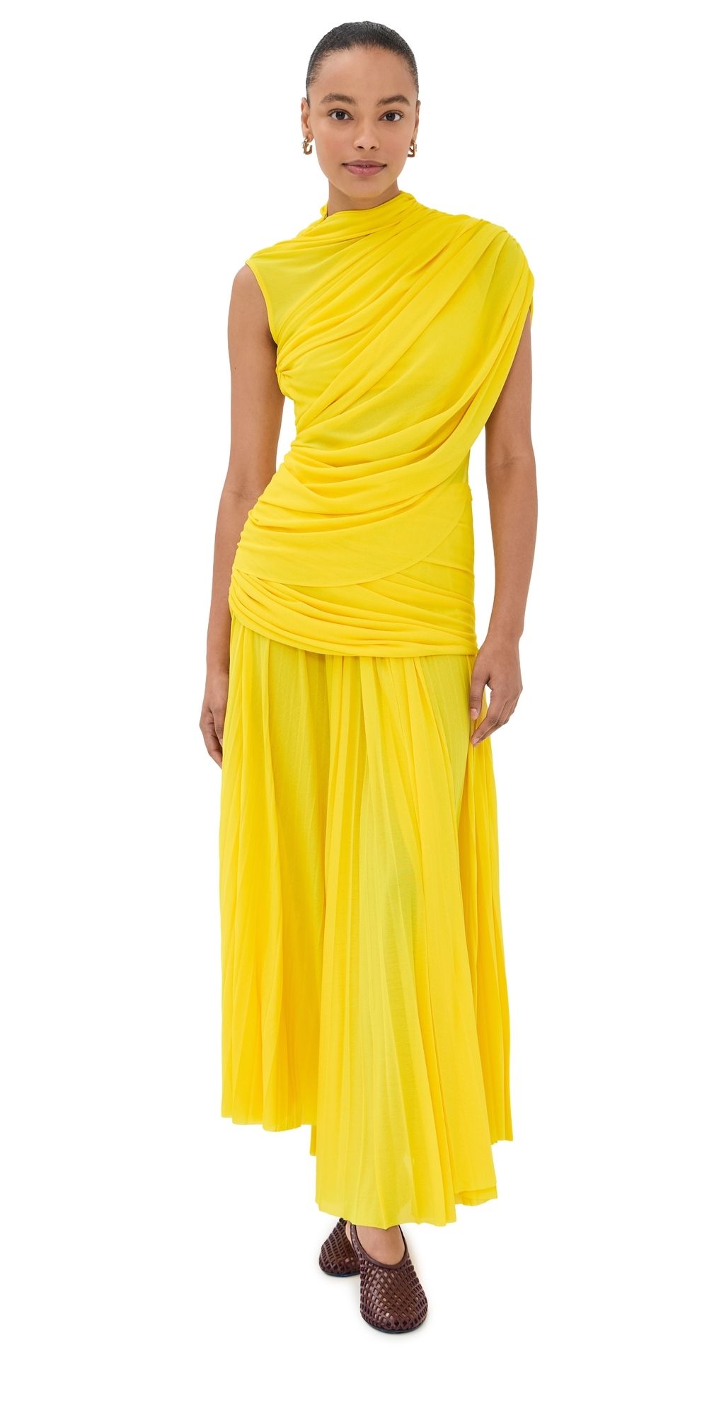 Proenza Schouler Irma Two Piece Dress In Gauzy Jersey Yellow 0