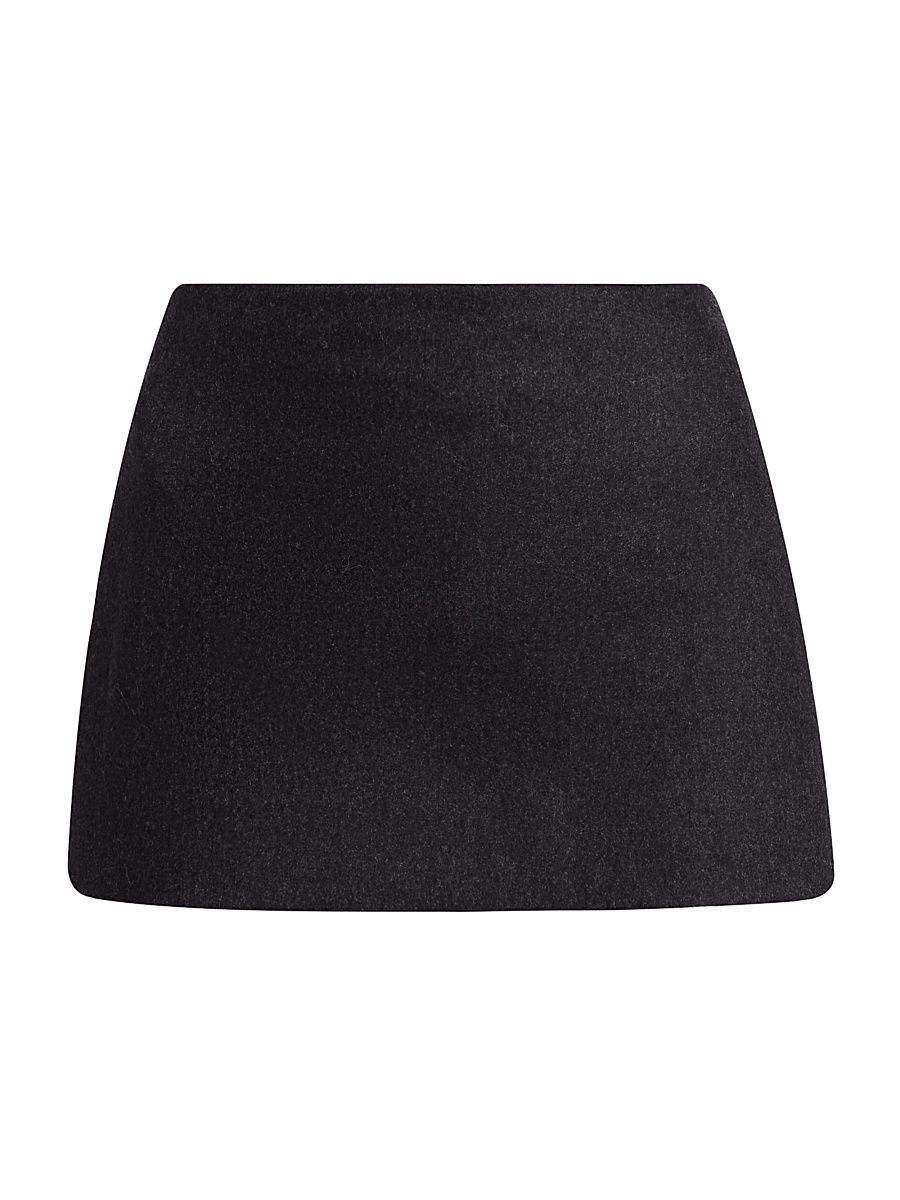 Women's Edie Wool-Blend A-line Miniskirt - Charcoal Black - Size 12