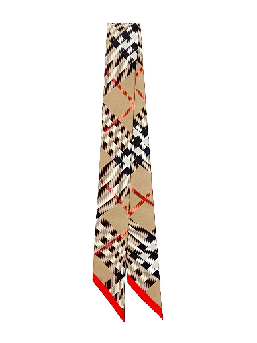 Women's Check Silk Twilly Scarf - Sand Ip Check