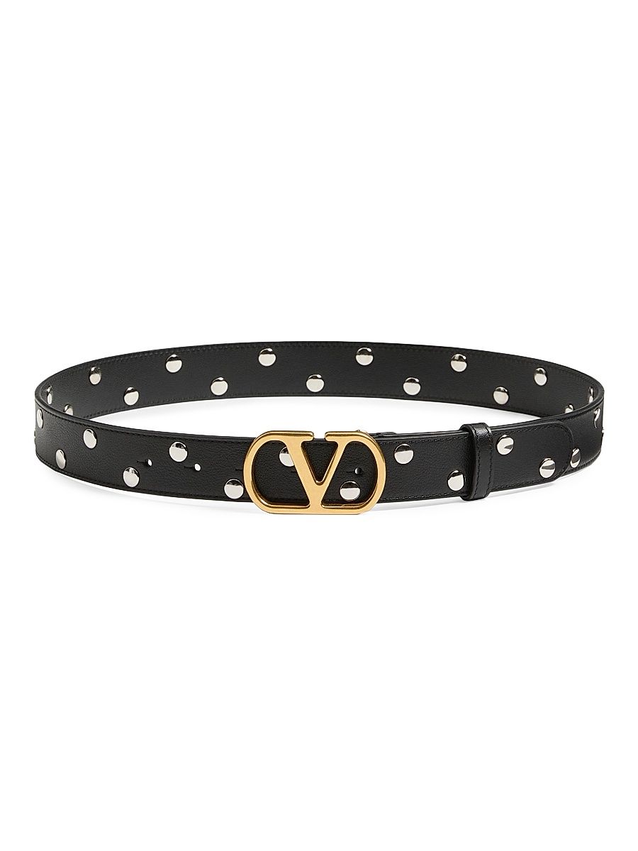 Women's Vlogo Signature Belt in Shiny Calfskin 30 MM - Black - Size Large