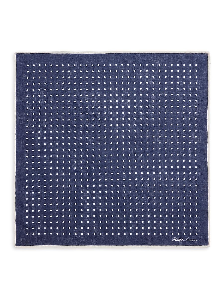 Men's Dot Linen Pocket Square - Navy