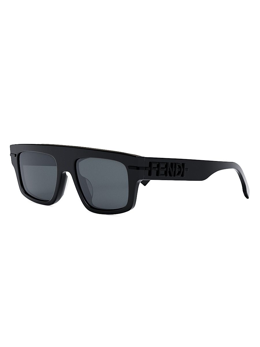 Men's Fendigraphy 54MM Rectangular Sunglasses - Shiny Black Smoke