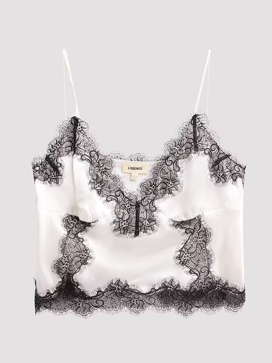 Women's Kimber Lace-Detail Camisole - White Black - Size XL