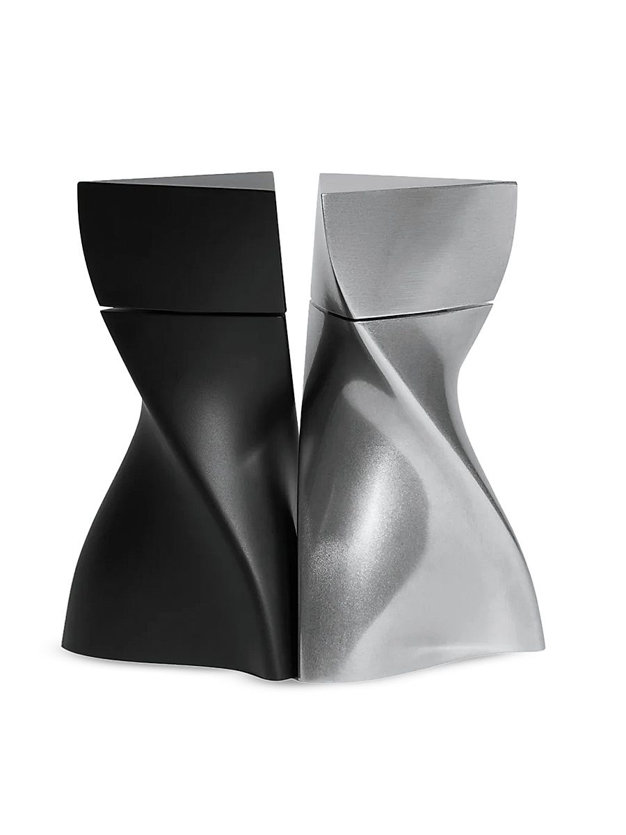 Duo Mini Salt & Pepper Grinders Set - Silver Black