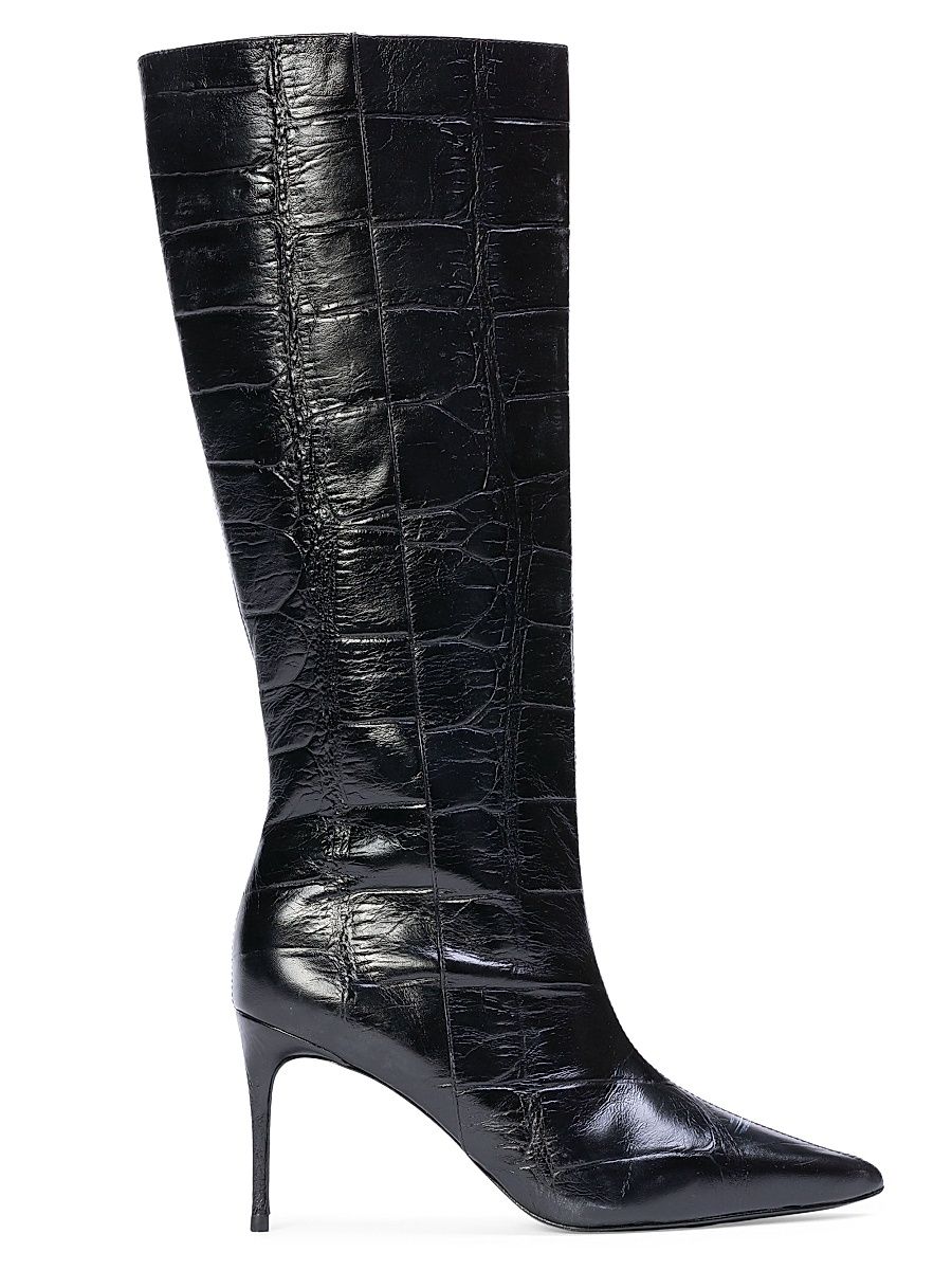 Women's Ember 80MM Croc Embossed Boots - Black Croc Leather - Size 11