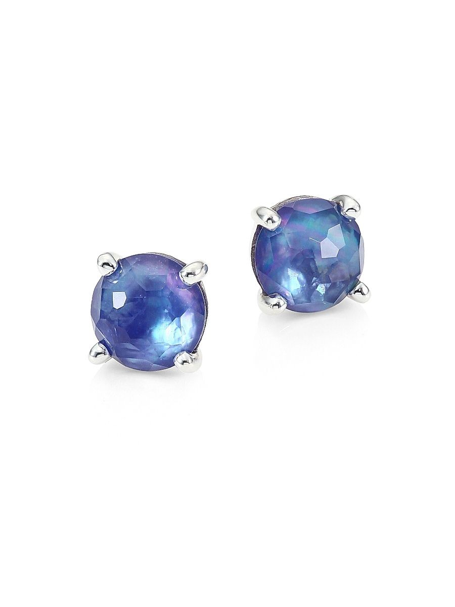 Women's Rock Candy Sterling Silver & Triplet Stud Earrings - Silver Lapis