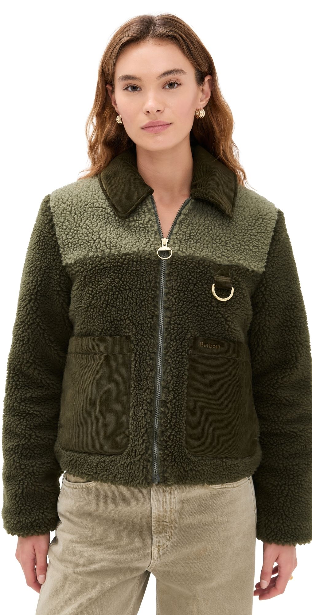 Barbour Malena Fleece Jacket Olive/Light Moss 14