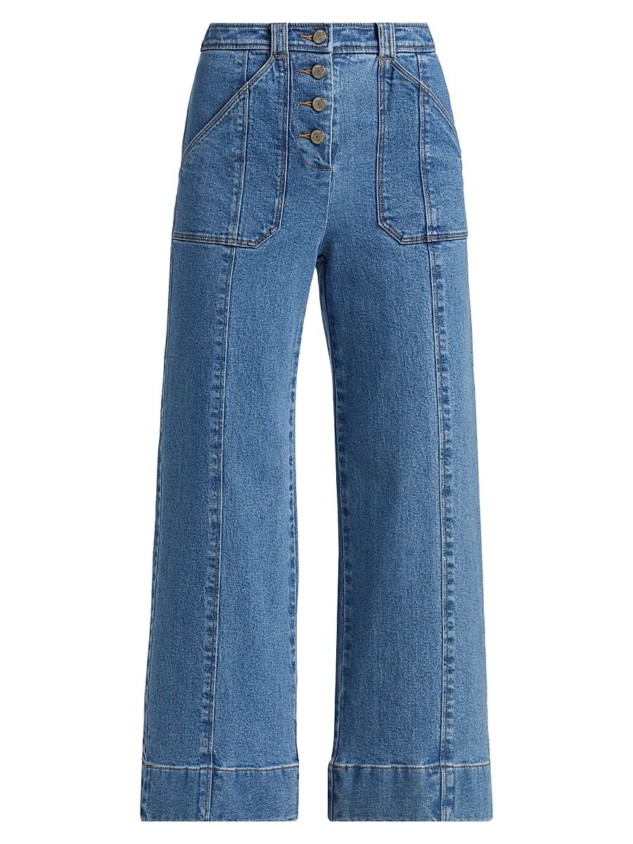 Women's Benji Mid-Rise Wide-Leg Pants - Blue Haze - Size 12