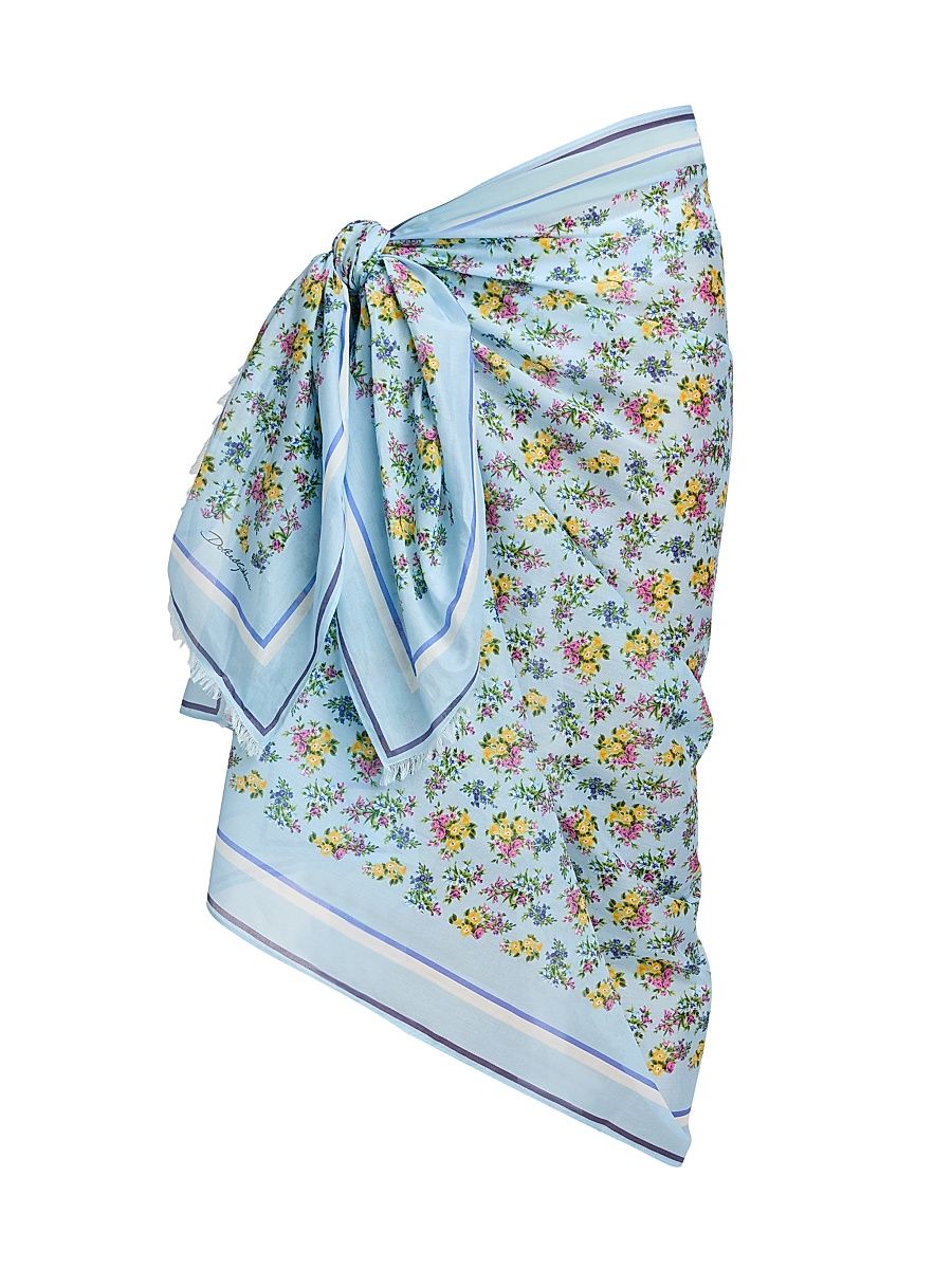 Women's Floral Cotton Pareo - Fiorellini Con Bordo