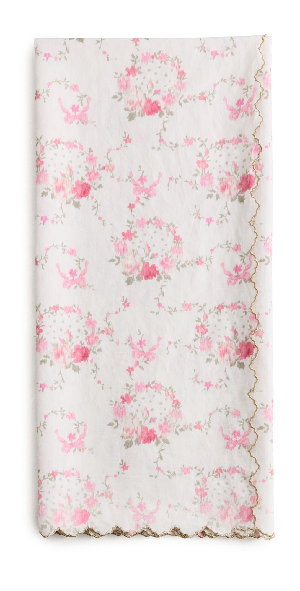 LoveShackFancy Holiday Wreath Table Linen Crimson Pink One Size