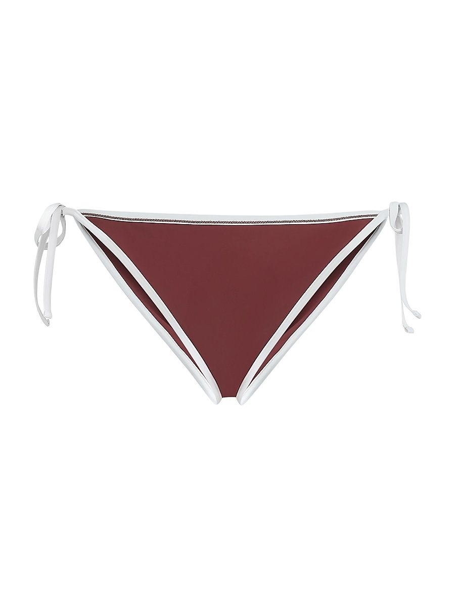Women's Techno Jersey Bikini Bottoms With Monili - Bordeaux - Size 12