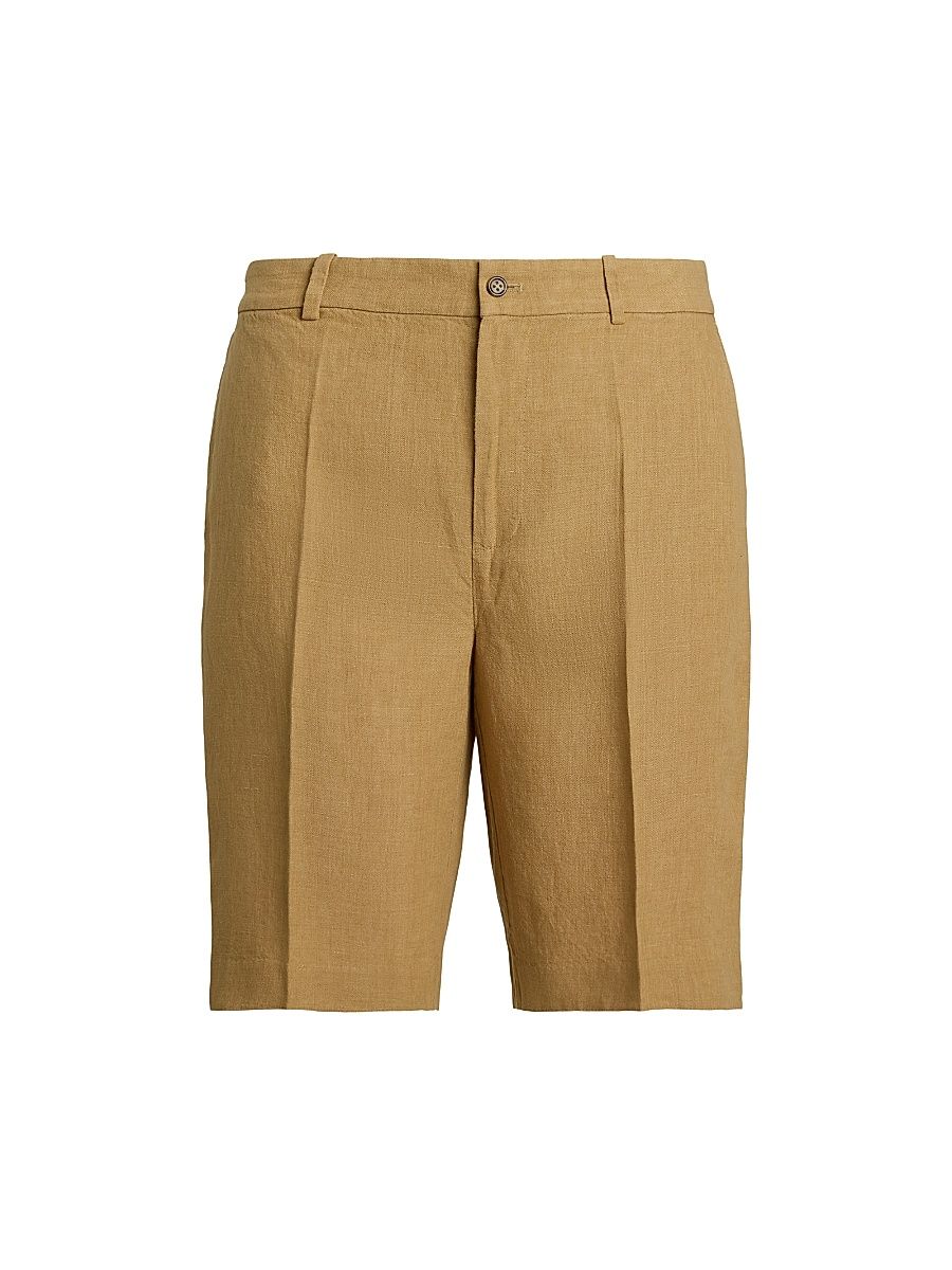 Women's Pleated Linen Tailored Shorts - Sand Dune - Size 8