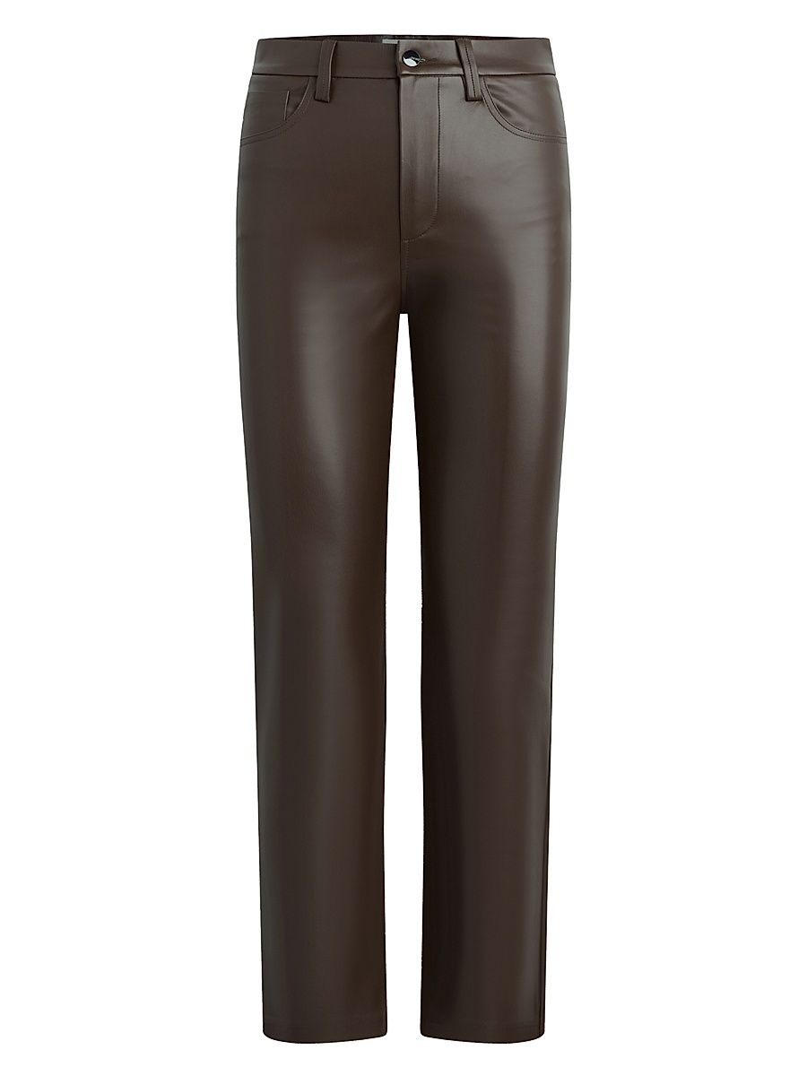 Women's The Lyra Faux Leather Slim-Leg Ankle Crop Pants - Dark Chocolate - Size 30