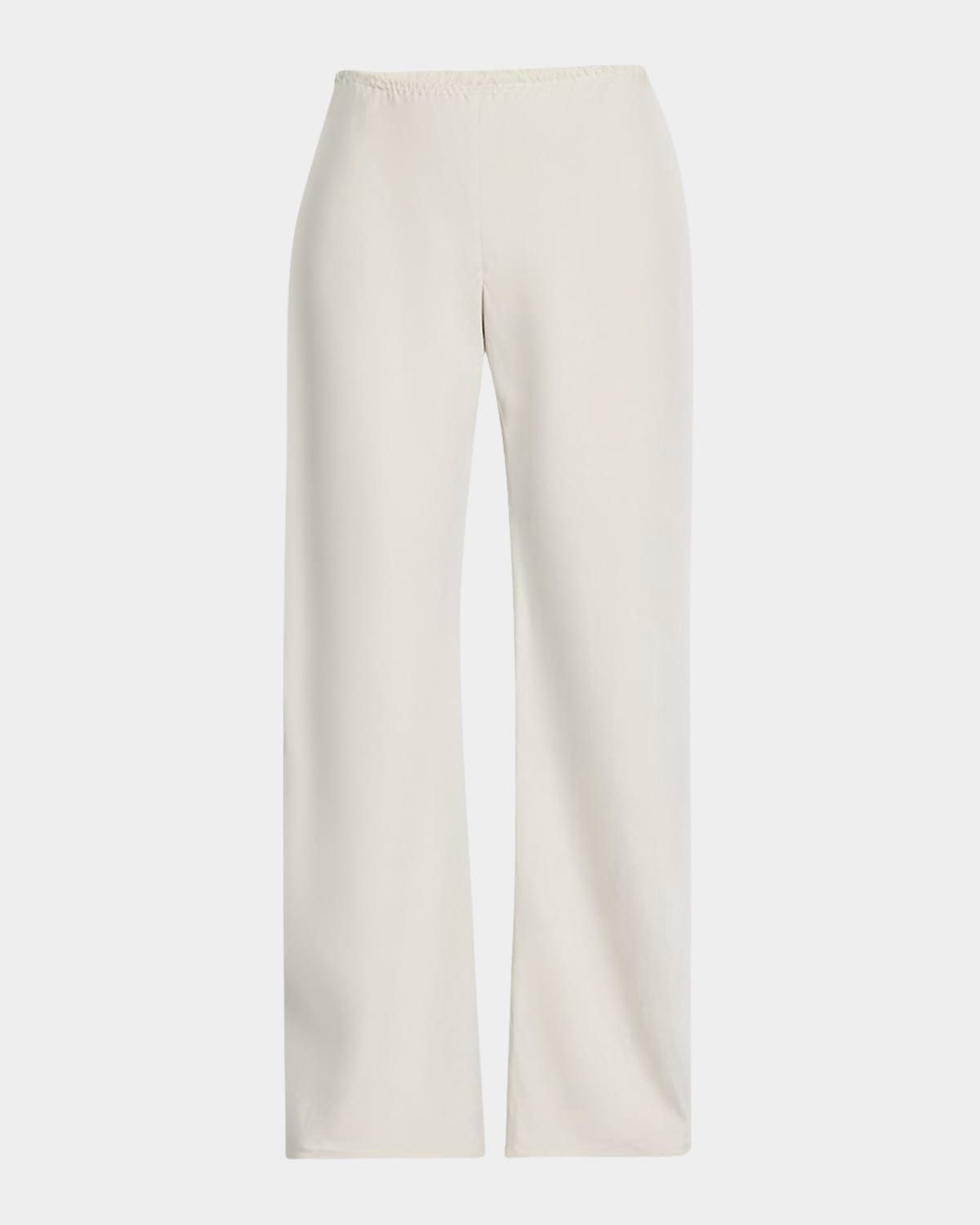 Gala Silk-Linen Straight-Leg Pants