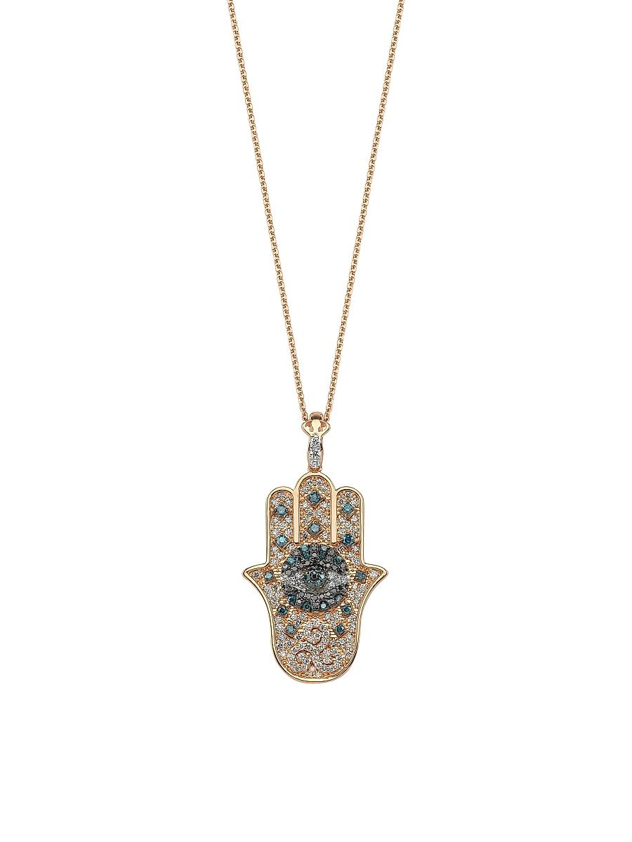 Women's Hamsa 14K Rose Gold & 0.82 TCW Diamond Pendant Necklace - Rose Gold