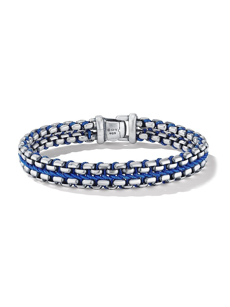 Men's Woven Box Chain Bracelet In Sterling Silver - Silver - Size XL
