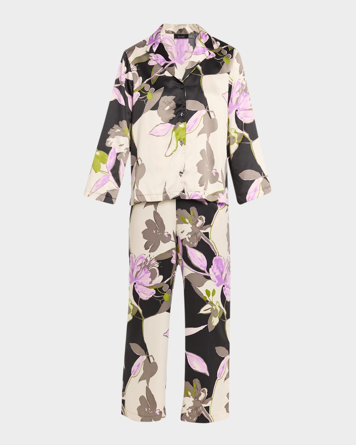 Tsubaki Cropped Floral-Print Pajama Set