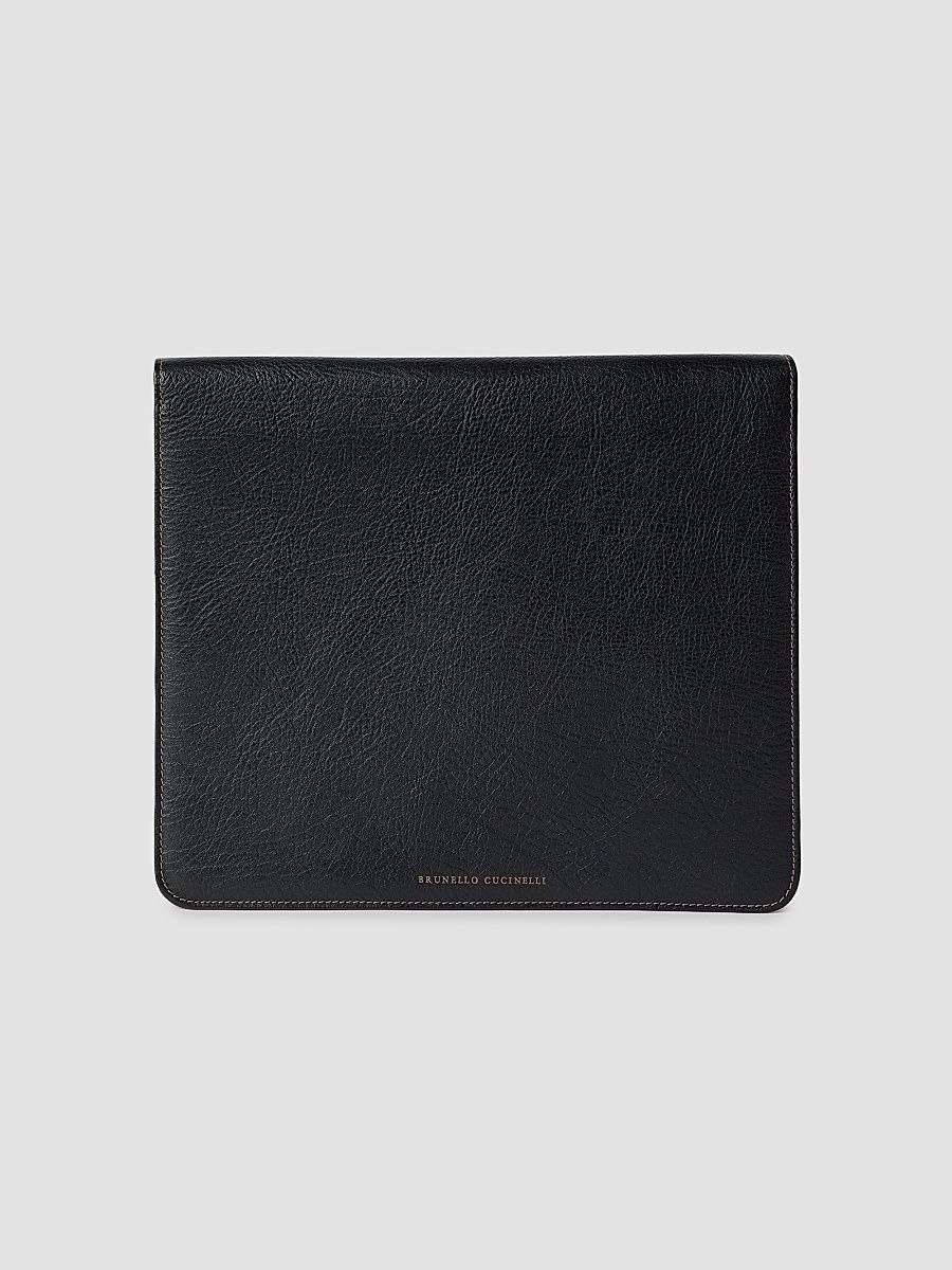 Men's Grained Calfskin Document Holder - Black