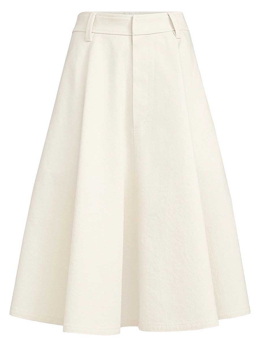 Women's Dyed Cotton and Wool Wrinkled Denim Full Skirt with Monili - Panama - Size 4