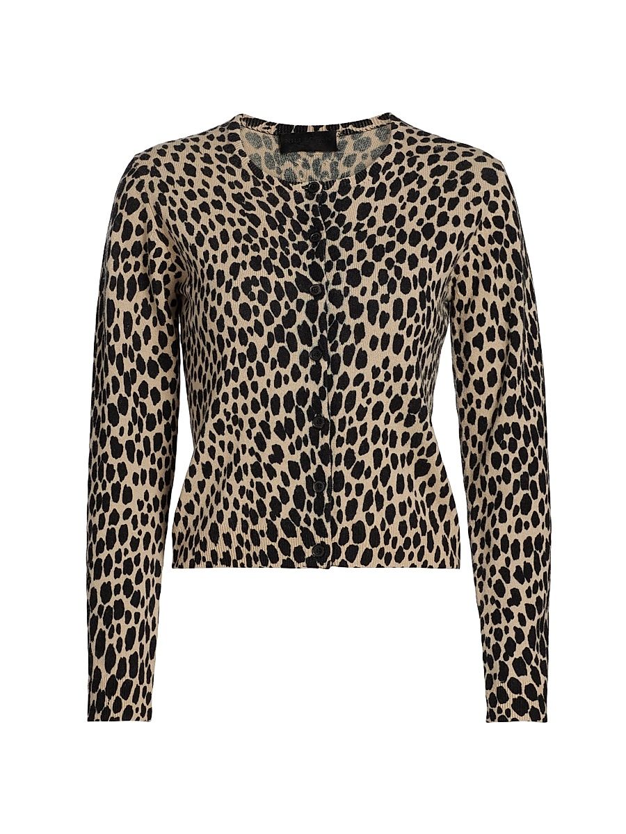 Women's Keelah Animal-Print Cashmere Cardigan - Taupe Black Cheetah - Size Small