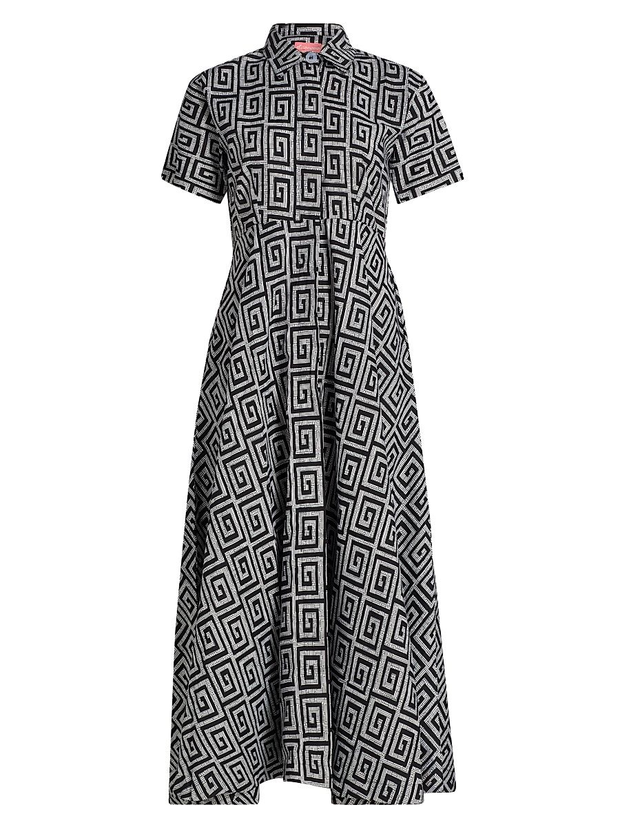 Women's Feyi Printed Cotton Maxi Dress - Black Multi - Size Large