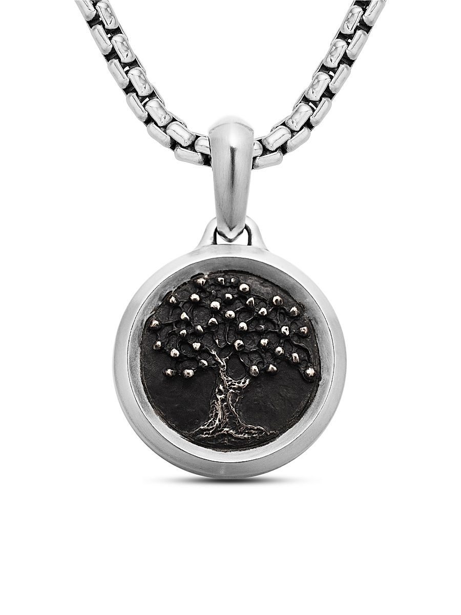 Men's Tree of Life Amulet in Sterling Silver with Bronze, 22.8mm - Silver
