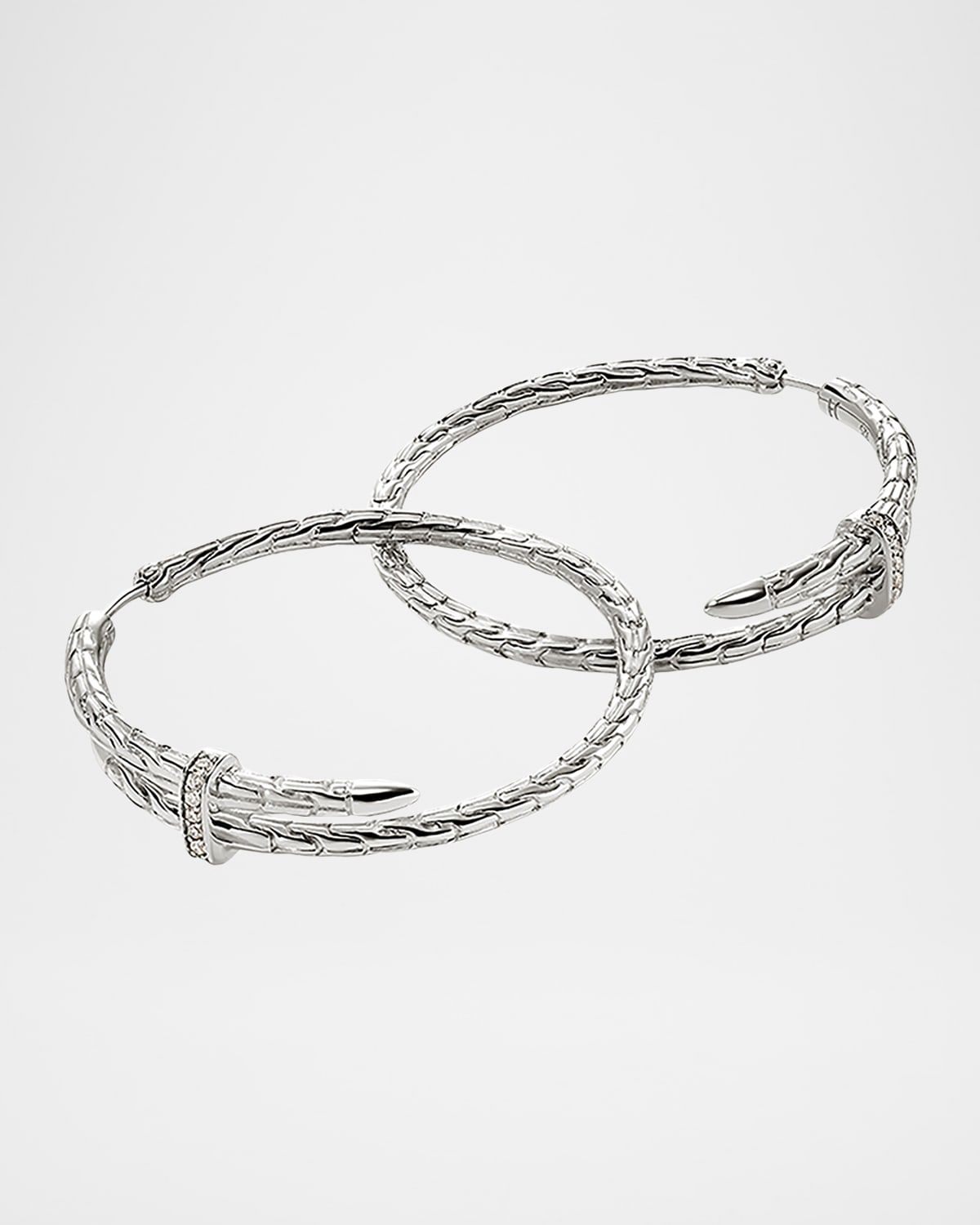 Sterling Silver Diamond Spear Hoop Earrings