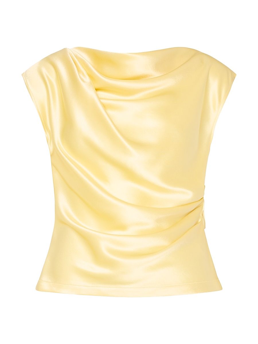 Women's Kari Metallic Hammered Satin Top - Gold - Size Large