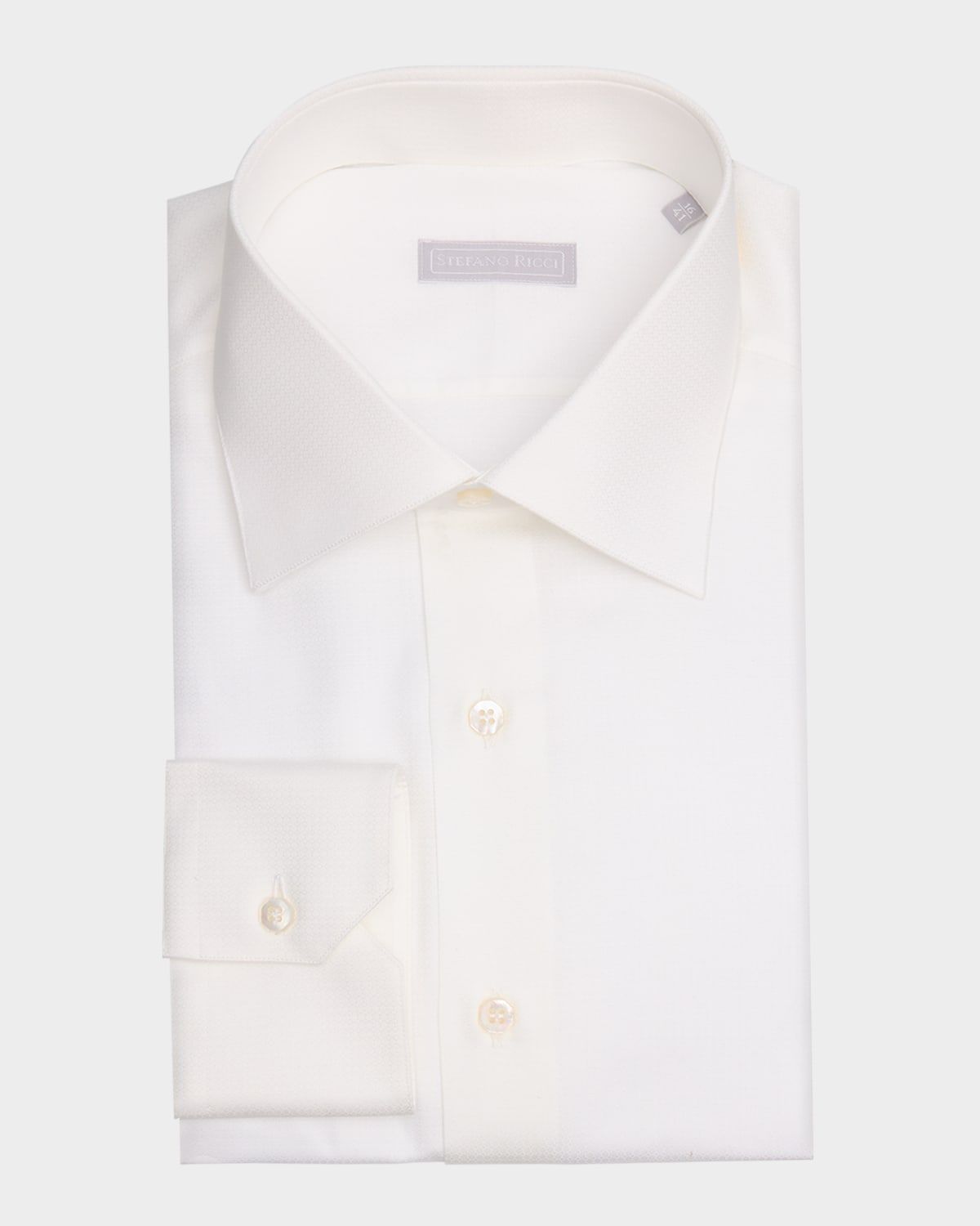 Men & apos;s Cotton Micro-Textured Point Collar Dress Shirt