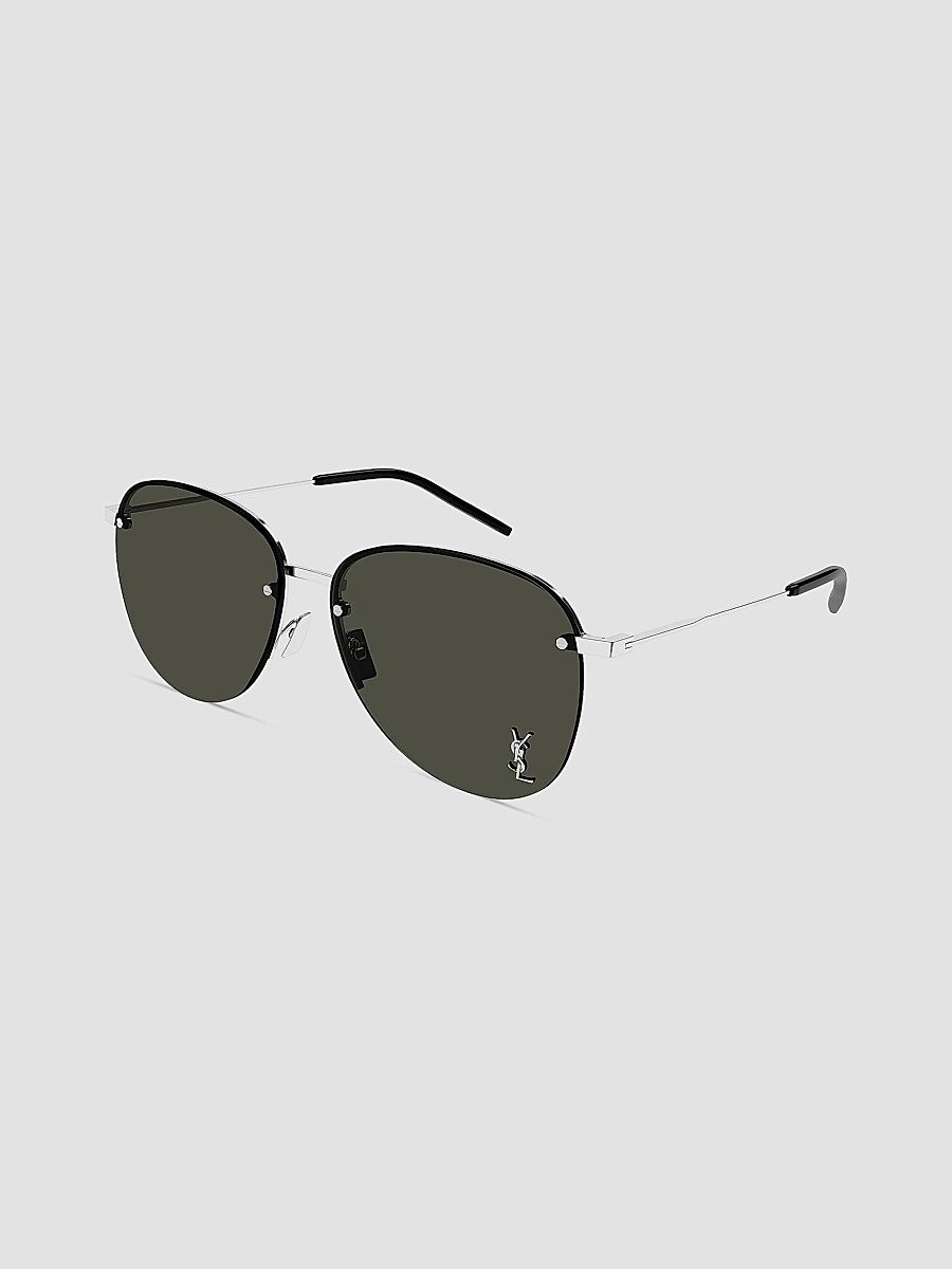Saint Laurent Men's Metal 61MM Navigator Sunglasses - Silver