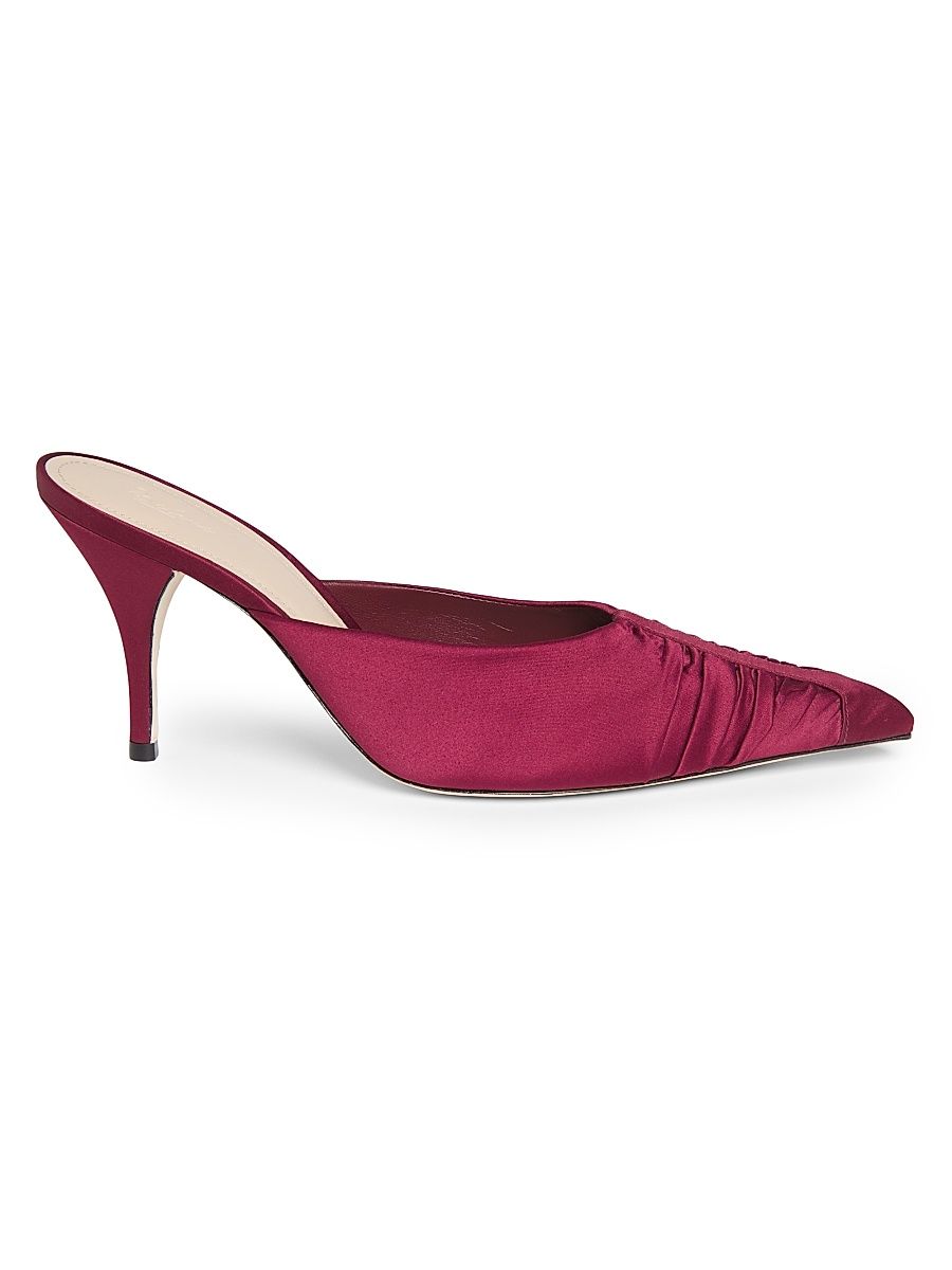 Women's 85MM Ruched Satin Mules - Bordeaux - Size 12