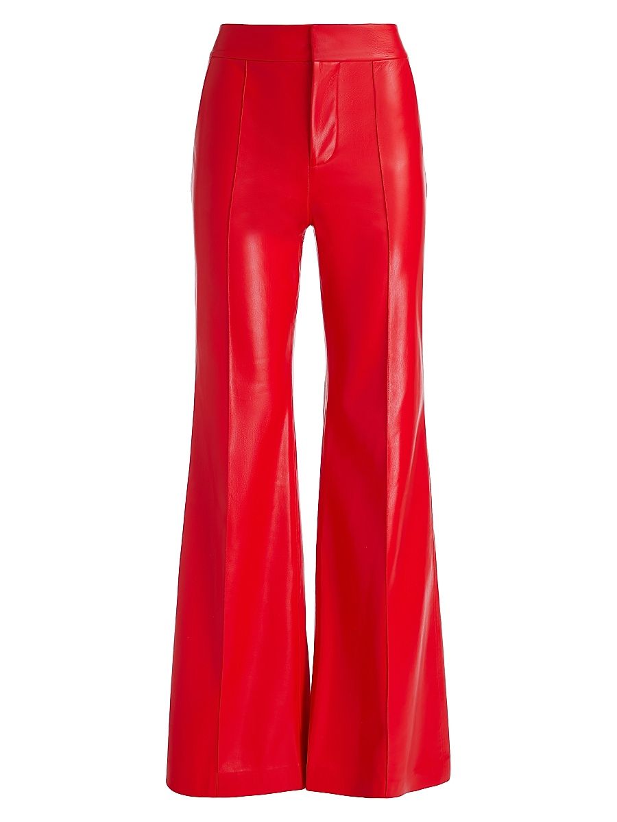 Women's Dylan Vegan Leather High-Rise Pants - Bright Ruby - Size 12