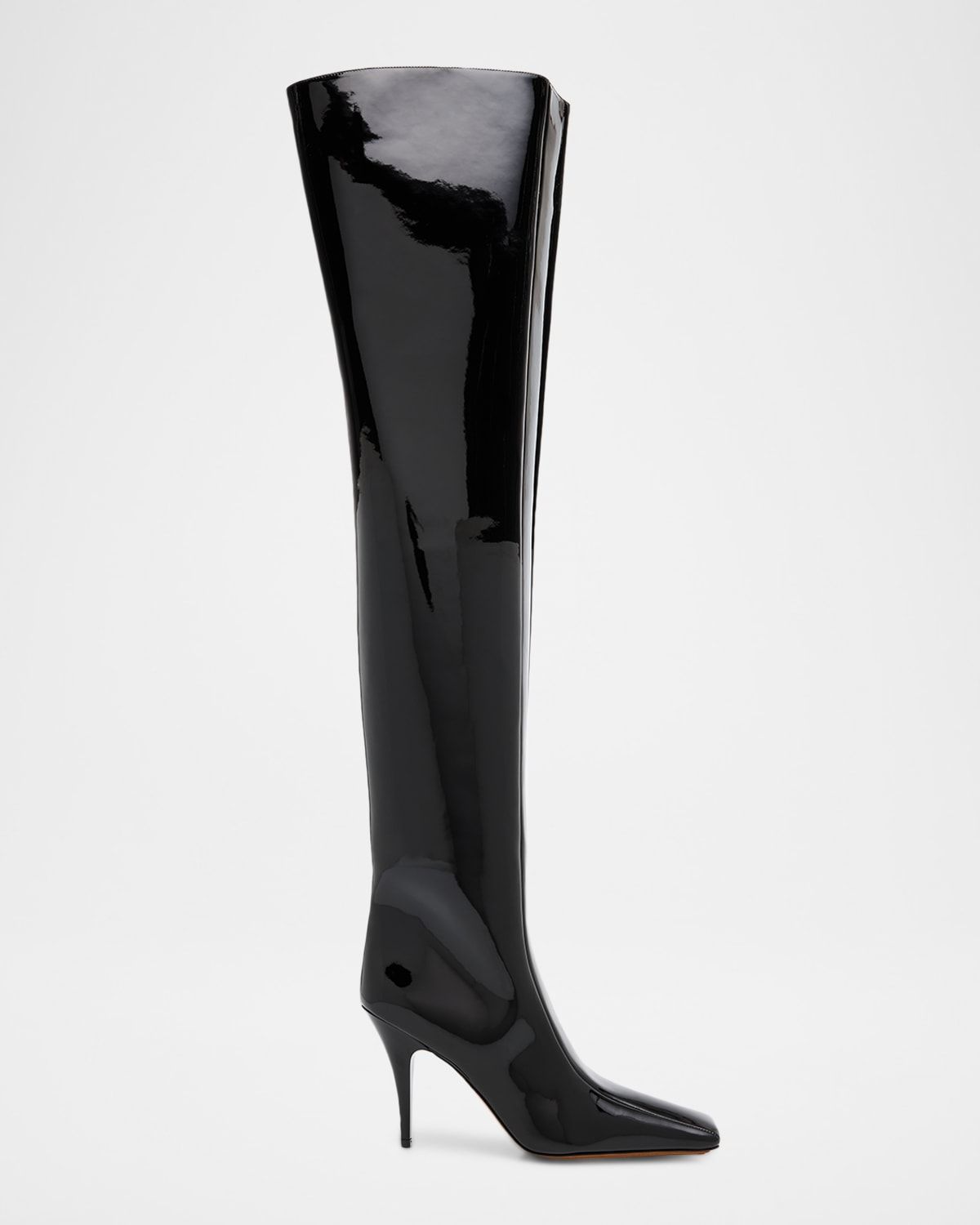 95mm Square-Toe Patent Over-The-Knee Boots