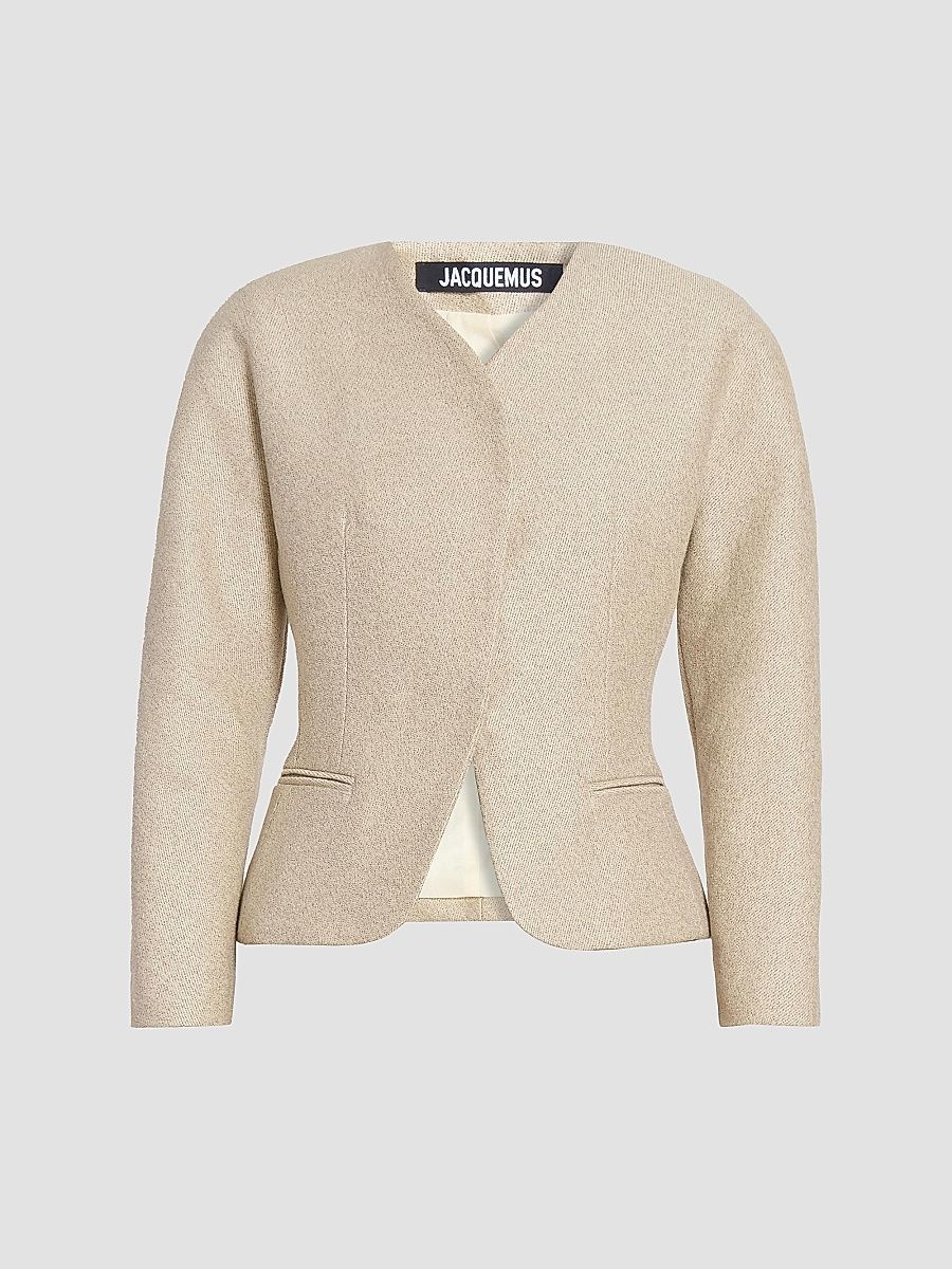 Jacquemus Women's La Ovalo Petite Cotton-Linen Blazer - Off White - Size 6