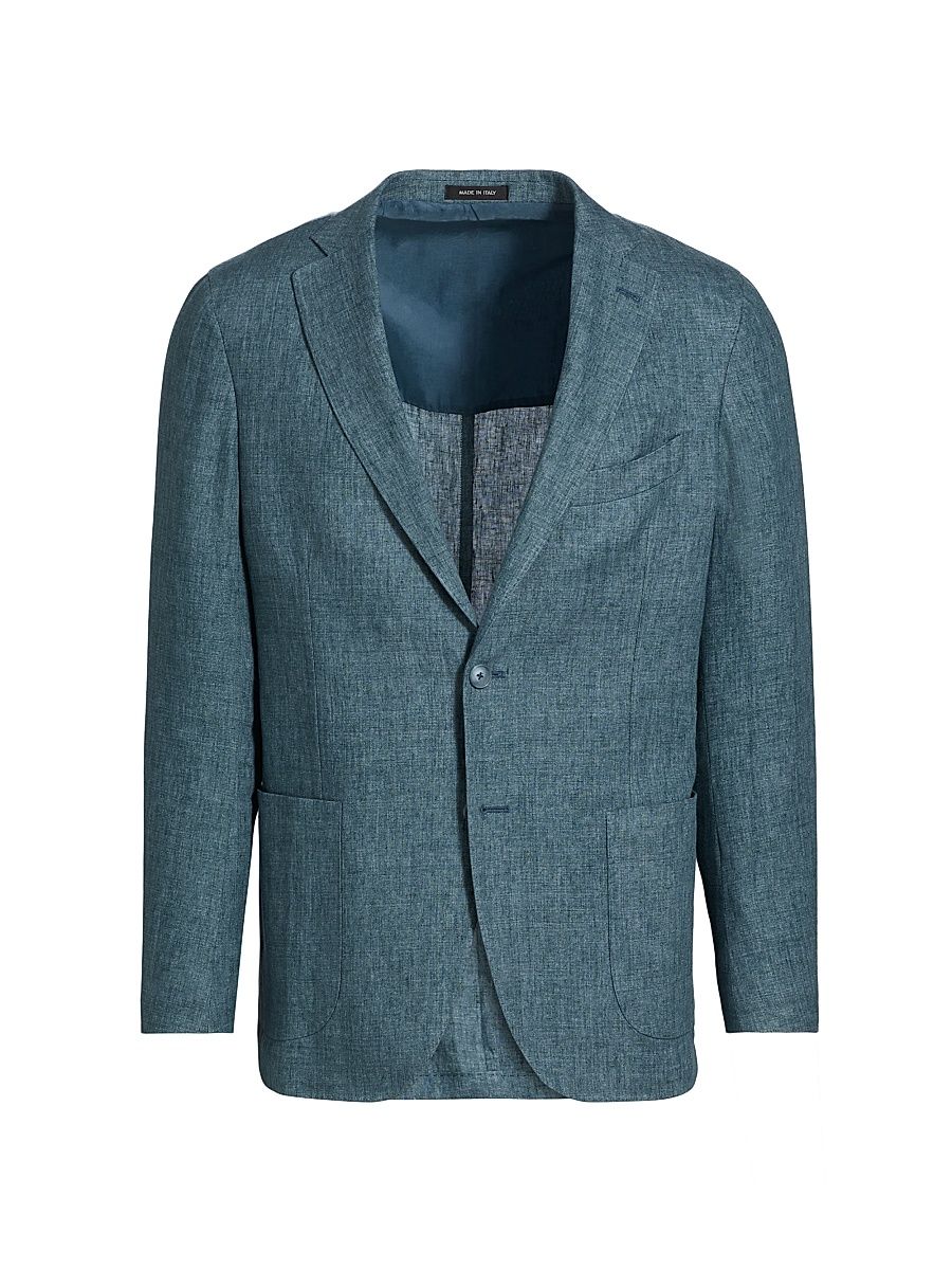 Men's Délavé Solid Linen Suit Jacket - Teal - Size 48